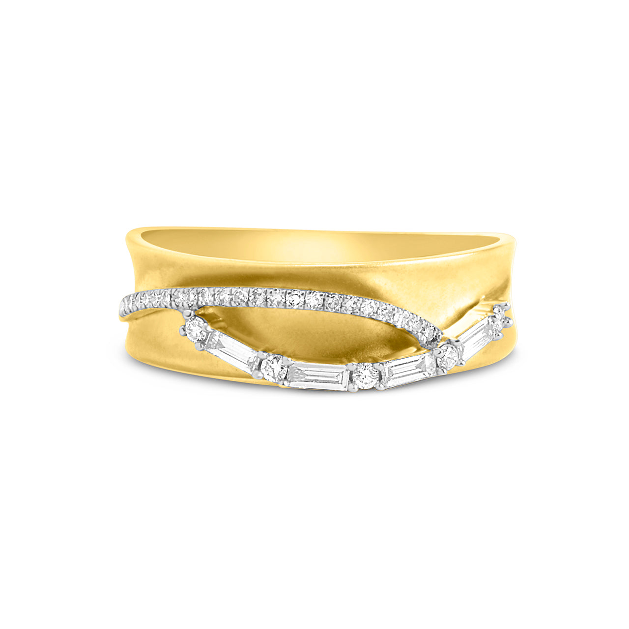Diamond Crossover Wide Saddle Ring
