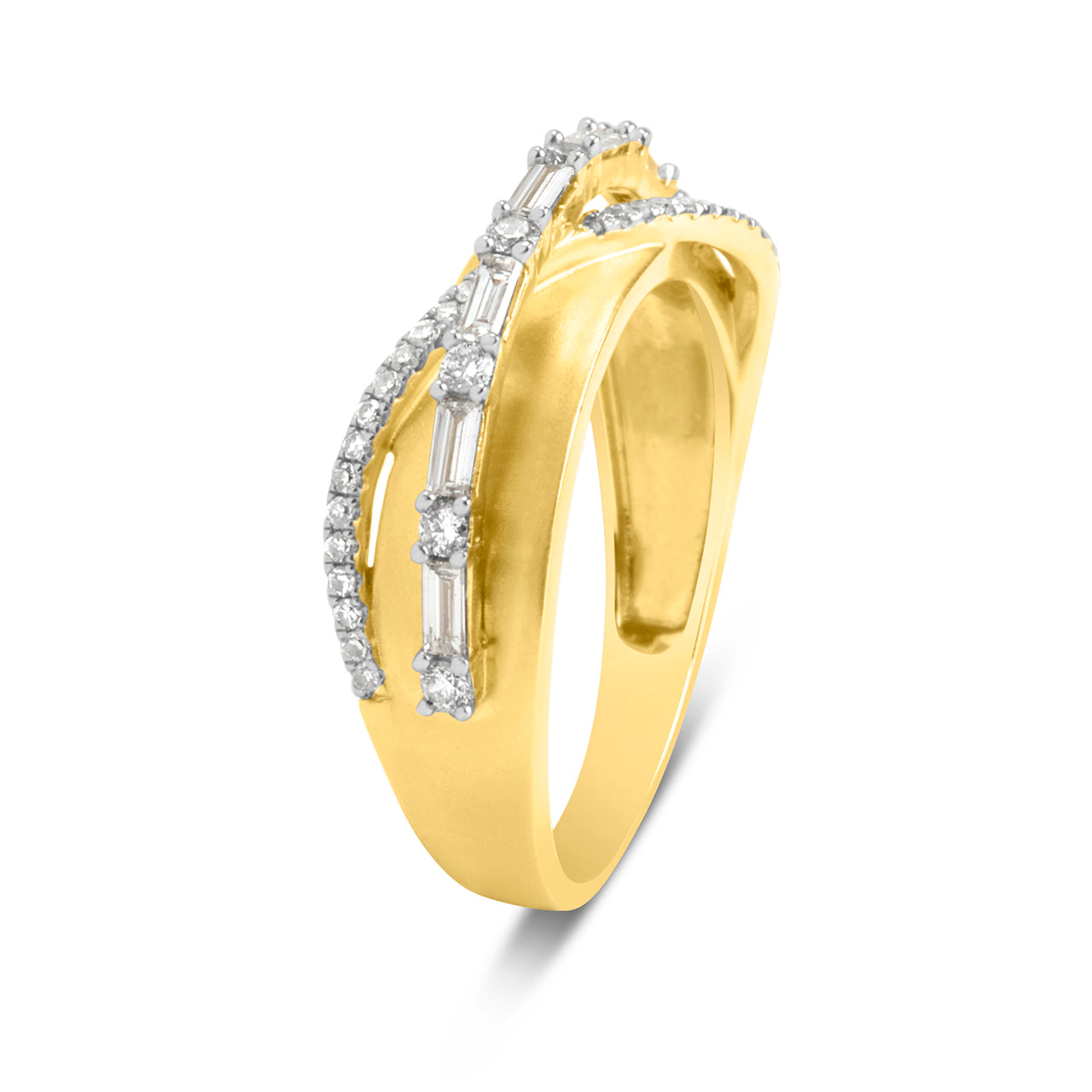 Diamond Crossover Wide Saddle Ring