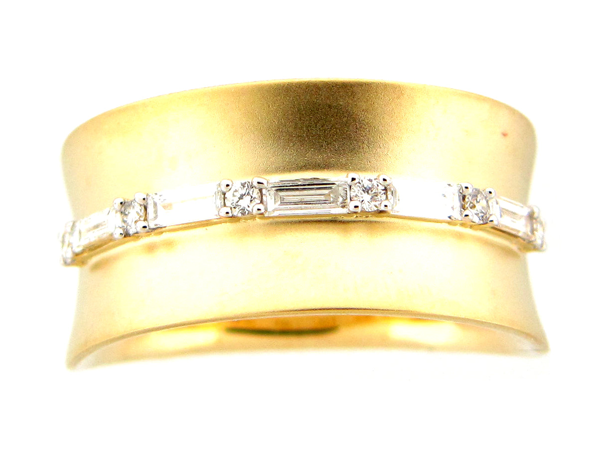 DIAMOND SADDLE RING, SATIN FINISH, 14KY (N)