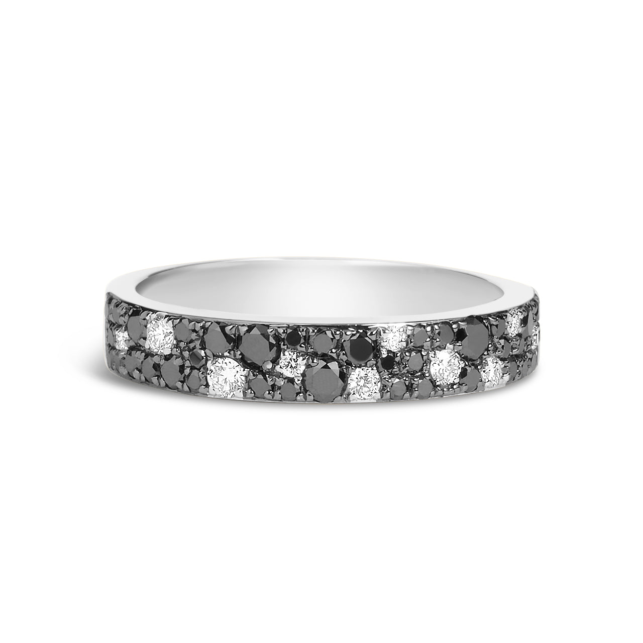 Black & White Diamond Pave Mosaic 4mm Band