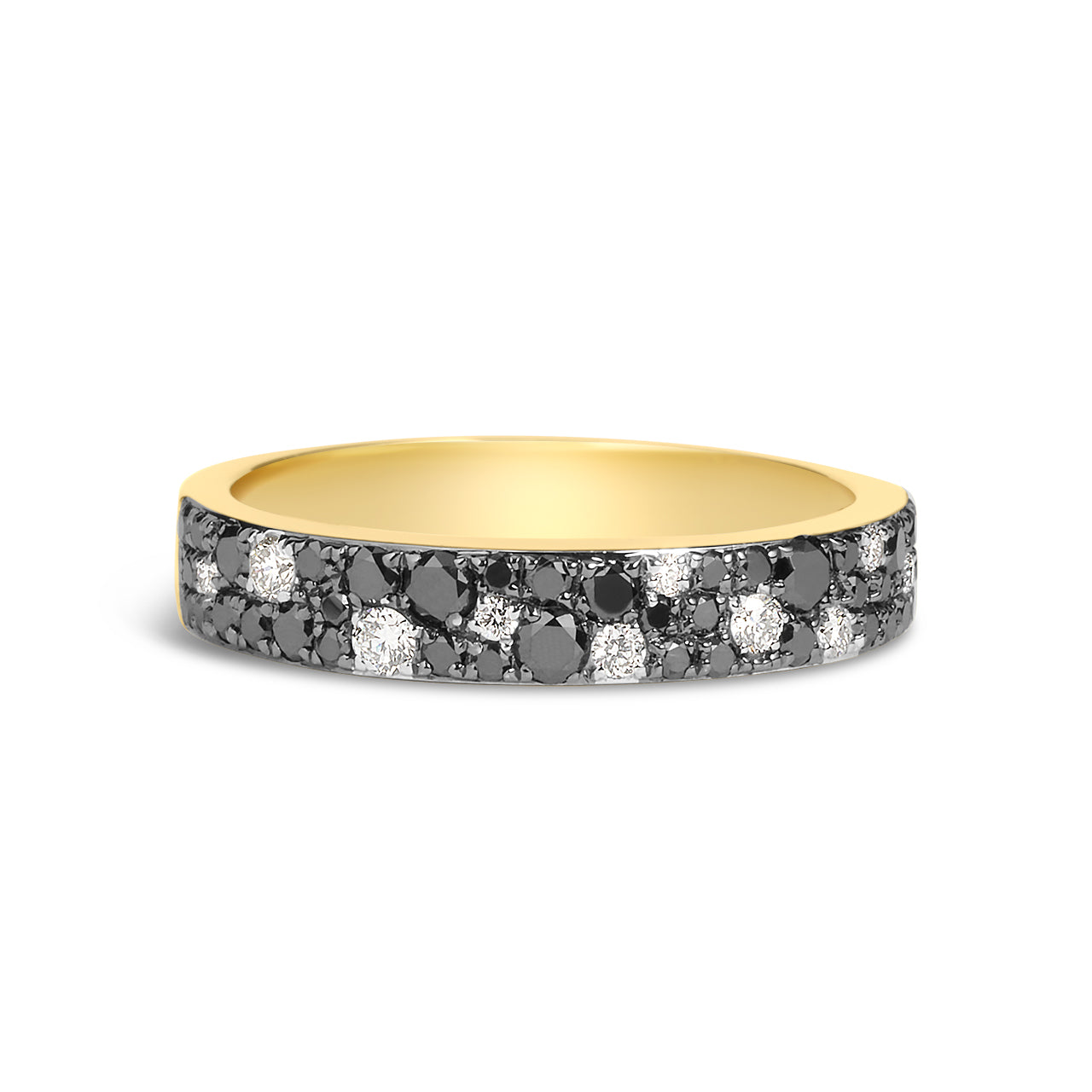 Black & White Diamond Pave Mosaic 4mm Band