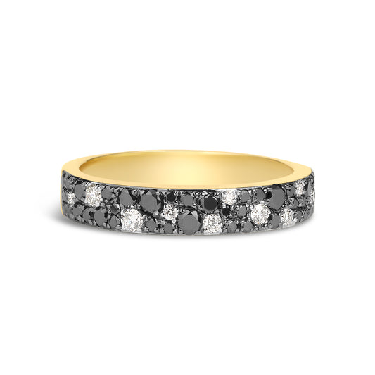 Black & White Diamond Pave Mosaic 4mm Band