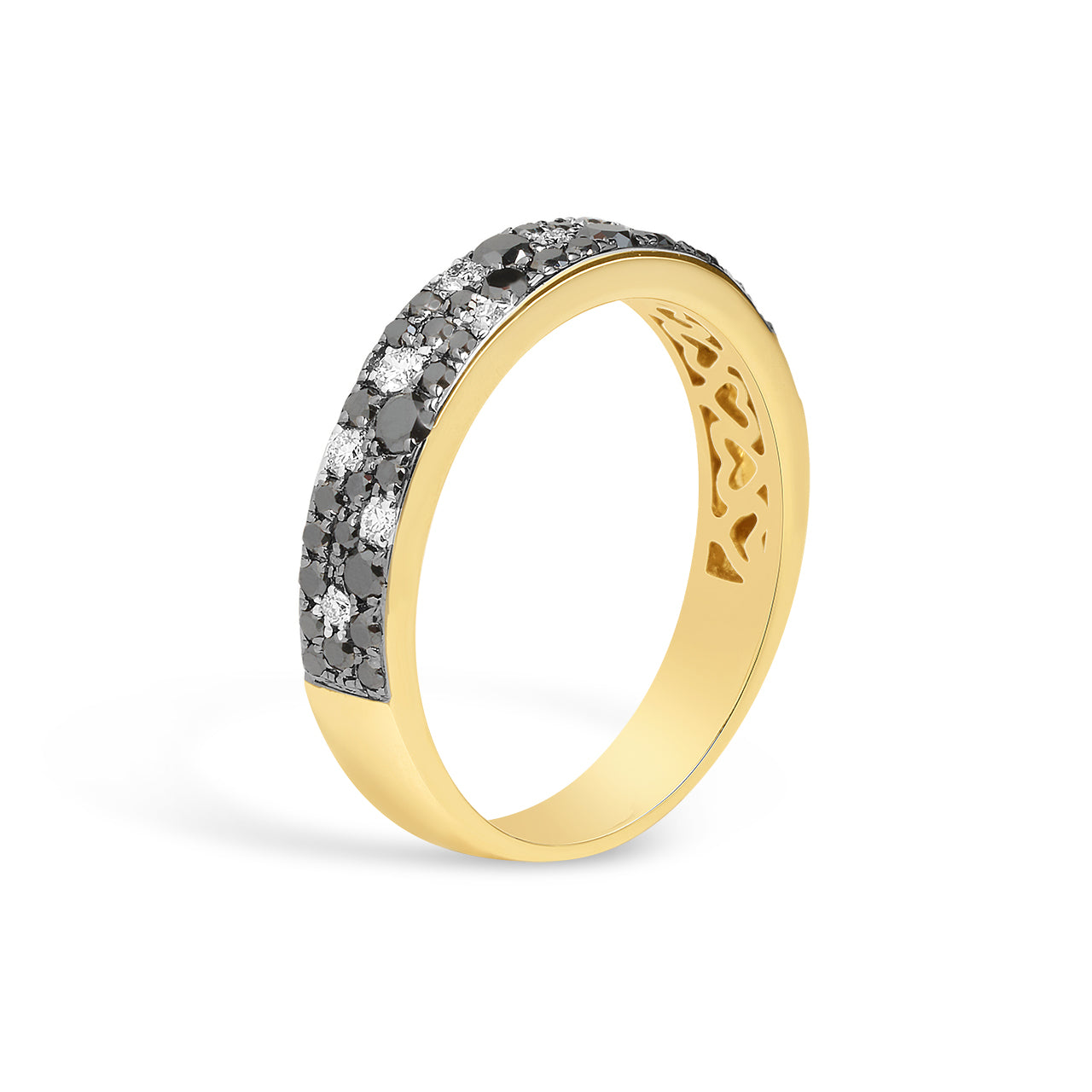 Black & White Diamond Pave Mosaic 4mm Band