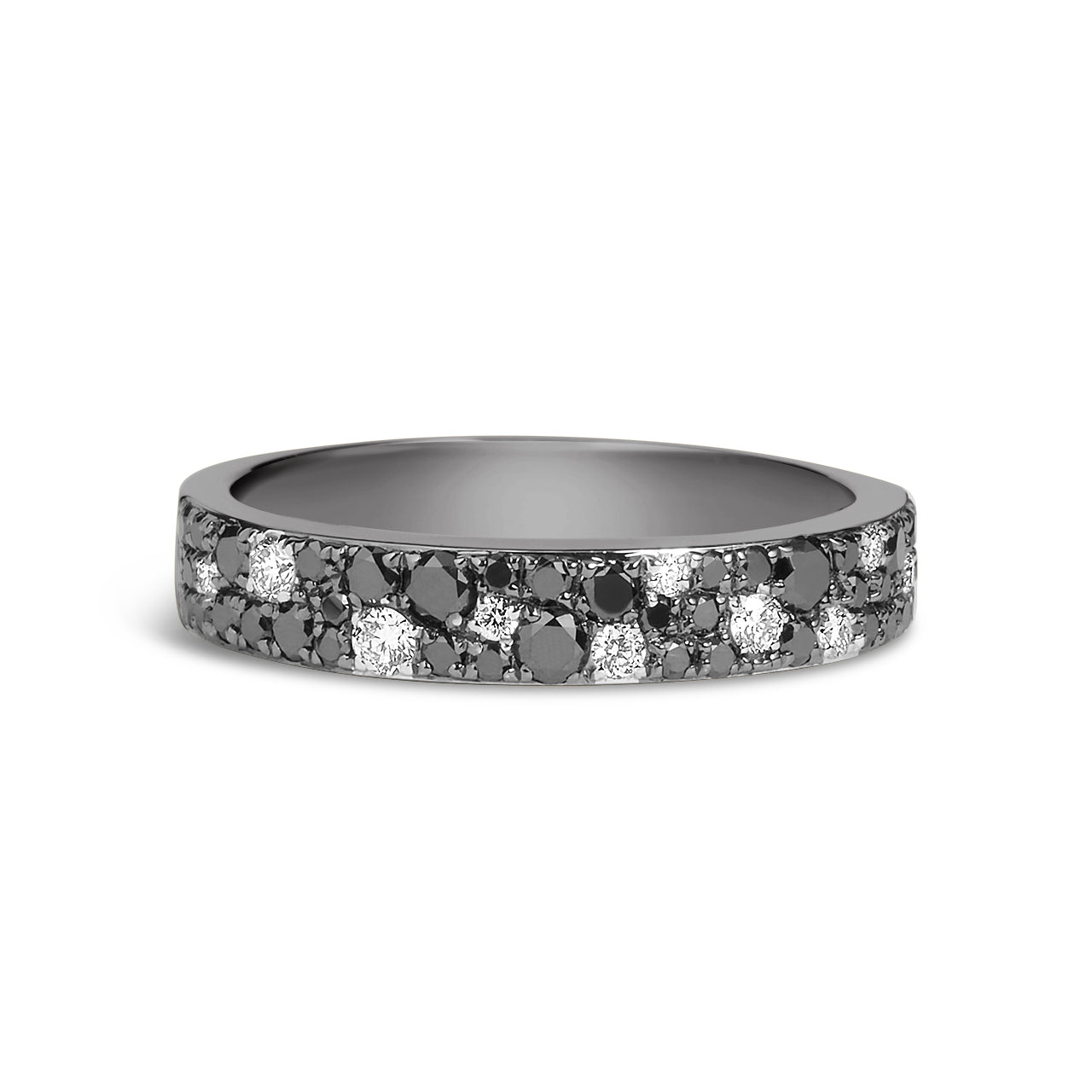Black & White Diamond Pave Mosaic 4mm Band