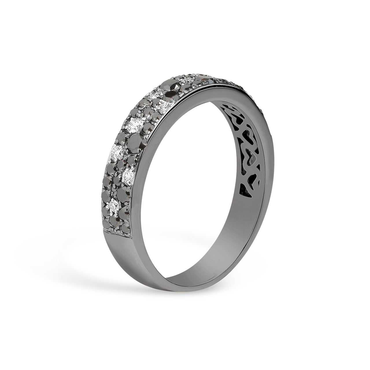 Black & White Diamond Pave Mosaic 4mm Band