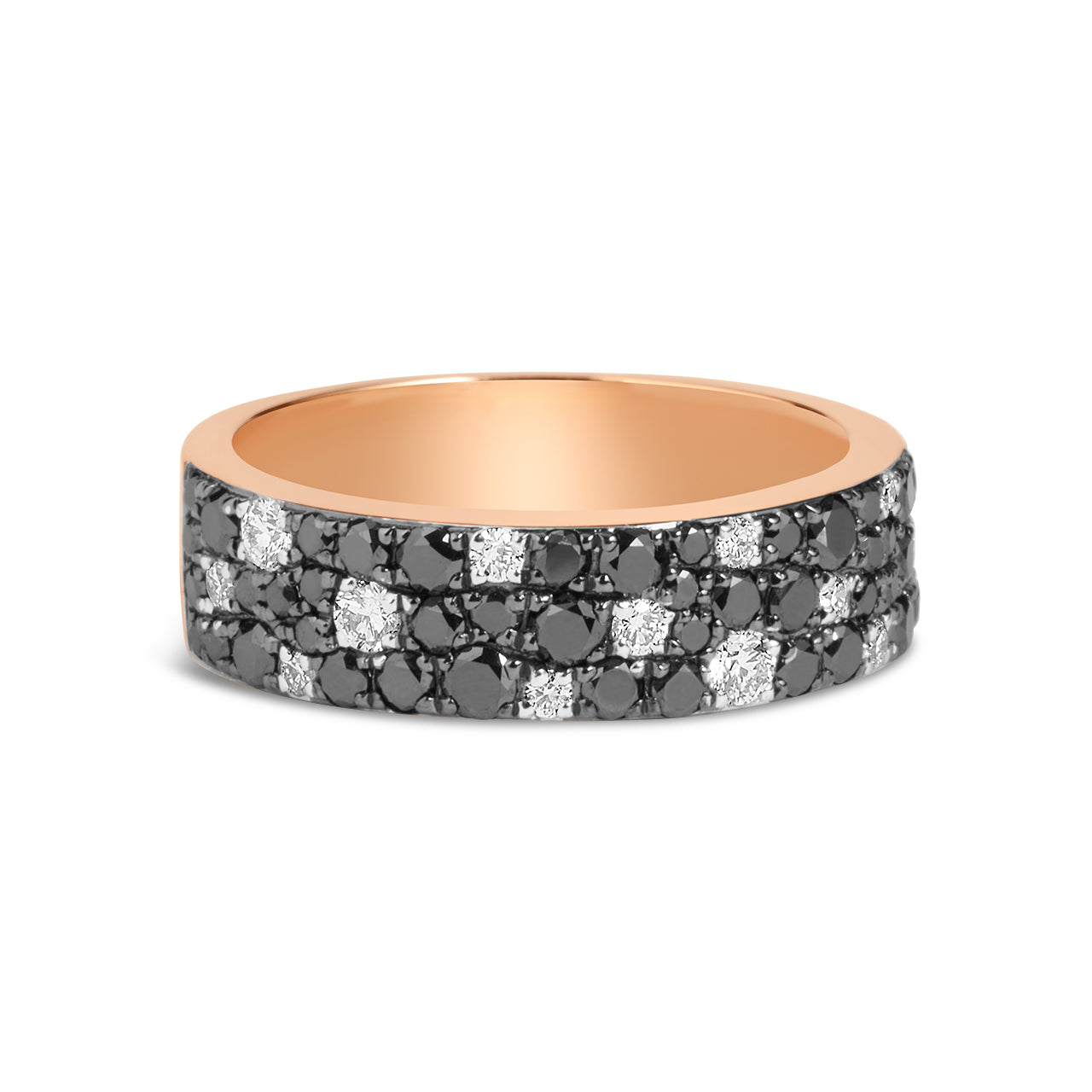 Black & White Diamond Pave Mosaic 5.5mm Band