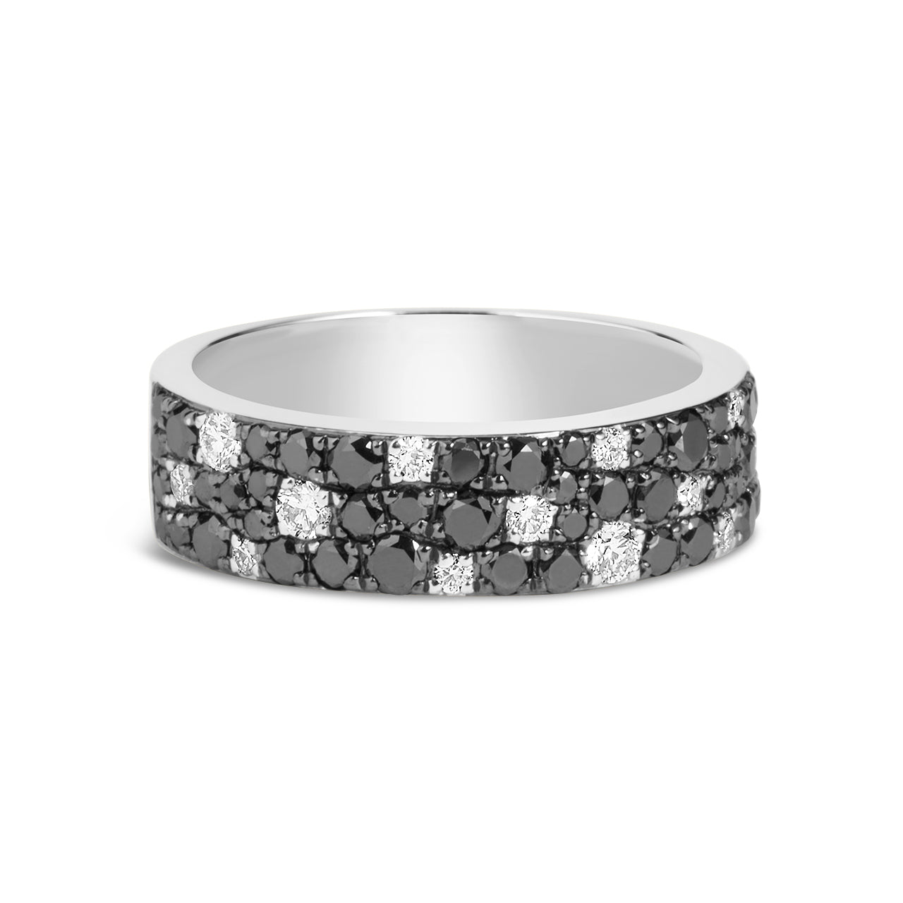 Black & White Diamond Pave Mosaic 5.5mm Band