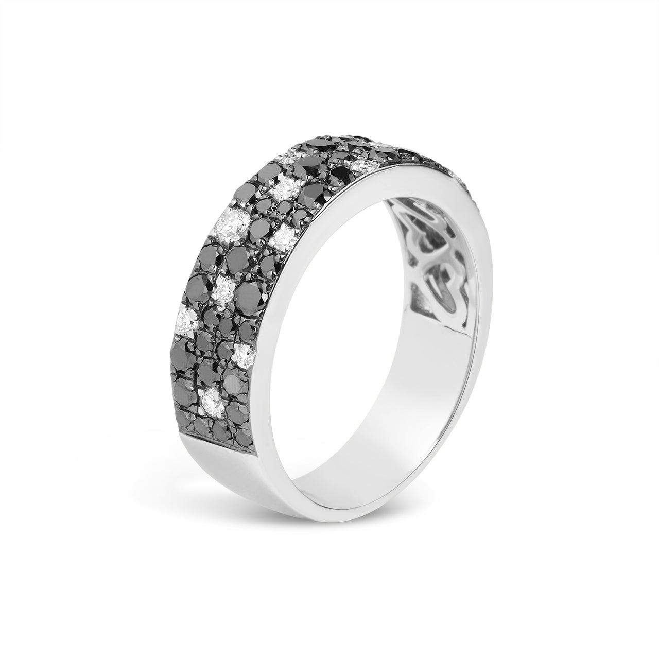 Black & White Diamond Pave Mosaic 5.5mm Band