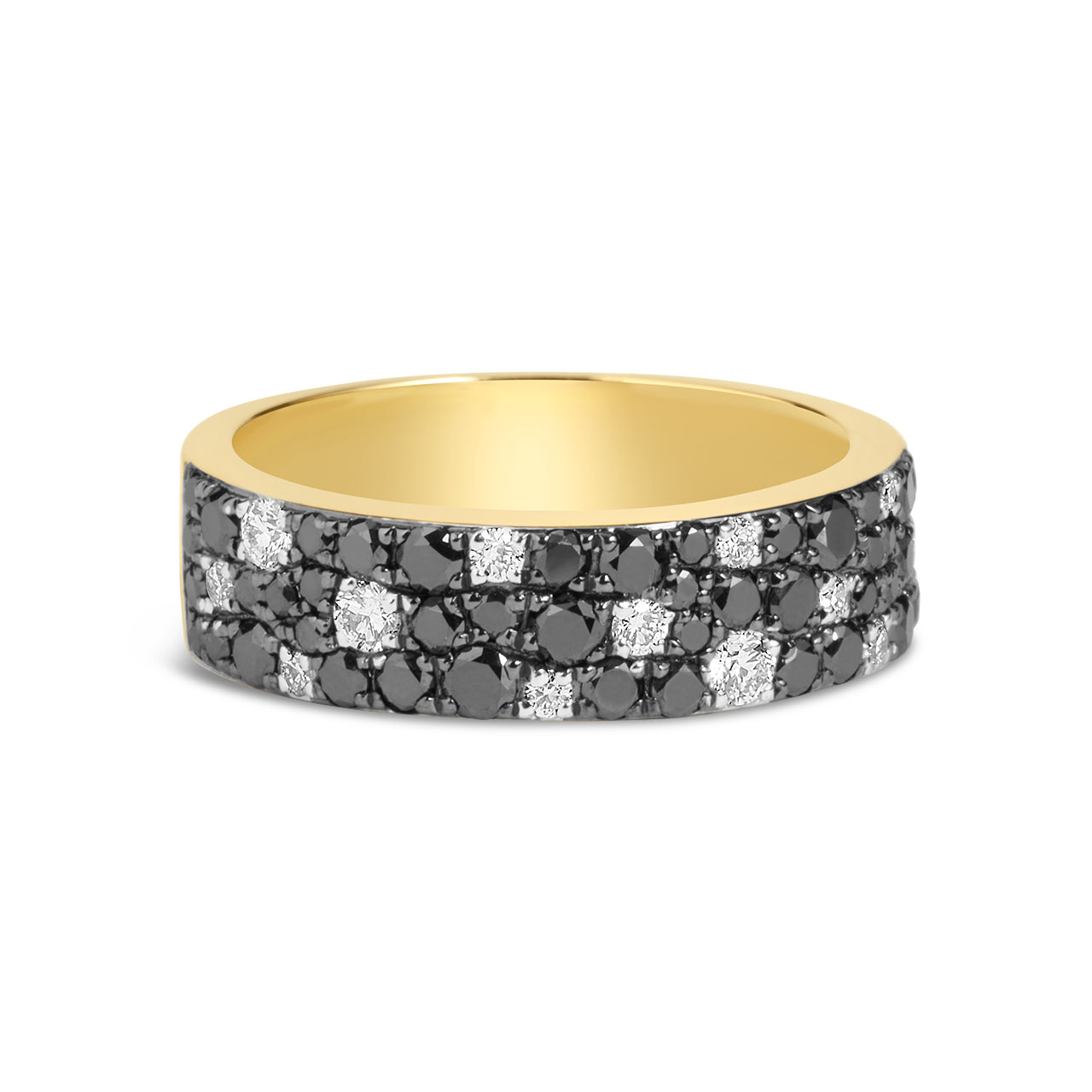 Black & White Diamond Pave Mosaic 5.5mm Band