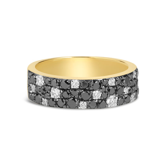 Black & White Diamond Pave Mosaic 5.5mm Band