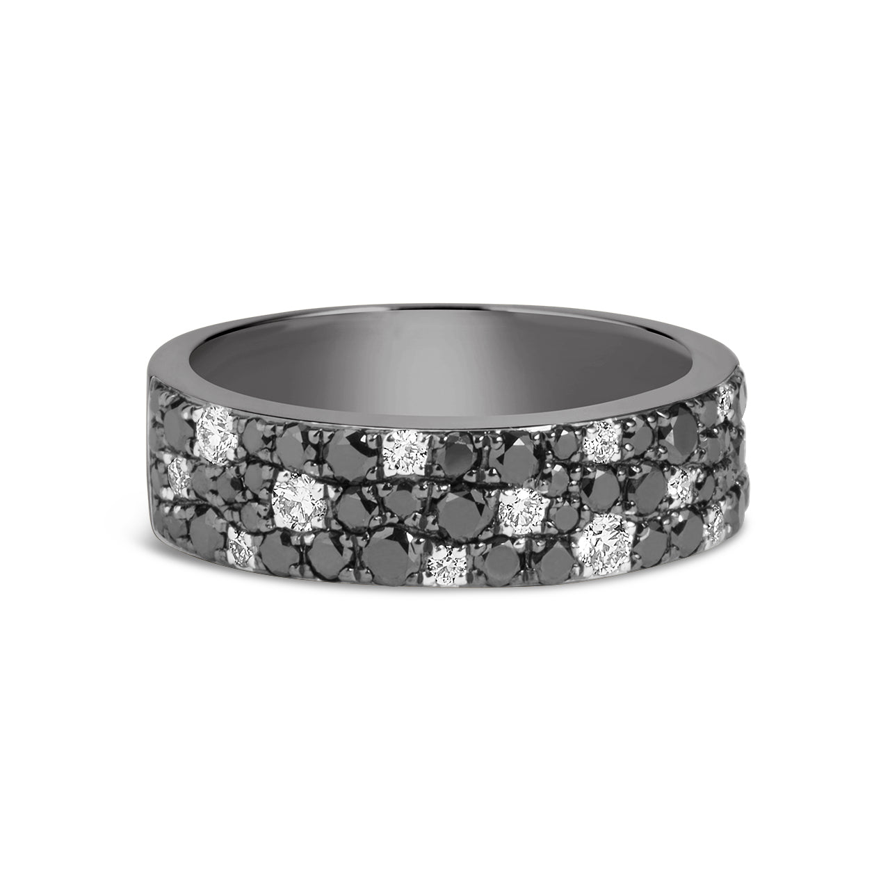 Black & White Diamond Pave Mosaic 5.5mm Band
