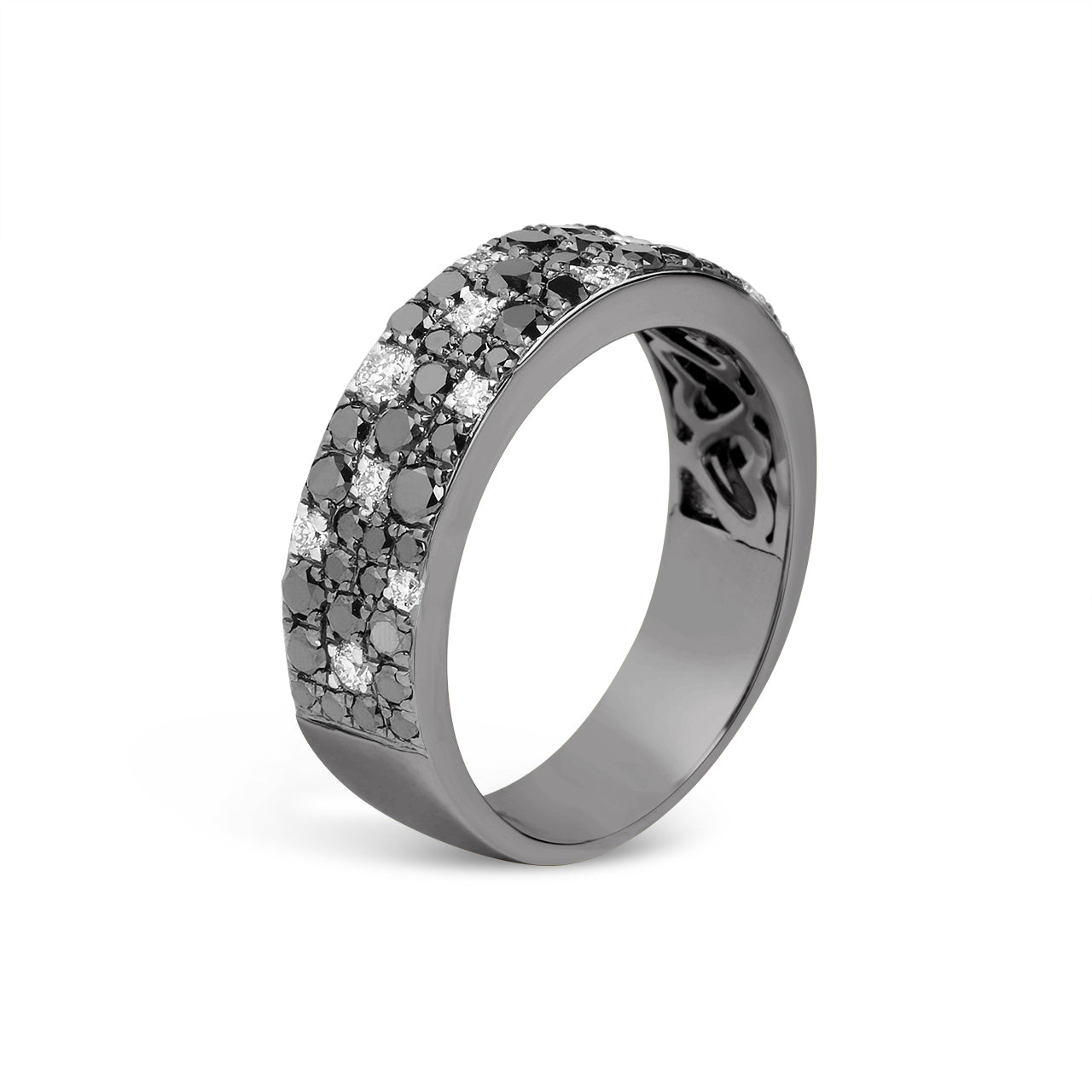 Black & White Diamond Pave Mosaic 5.5mm Band