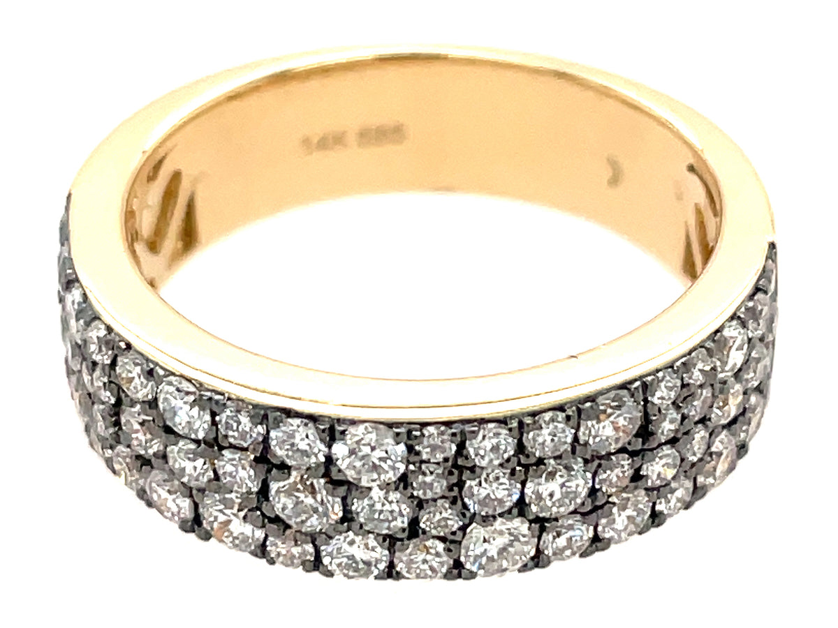 DIAMOND PAVE RING, 5.5MM, BLACK RHODIUM PRONGS, 14KY (N)