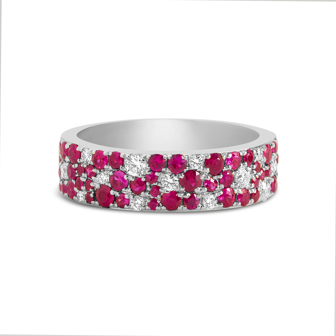 Ruby & Diamond Pave Mosaic 5.5mm Band