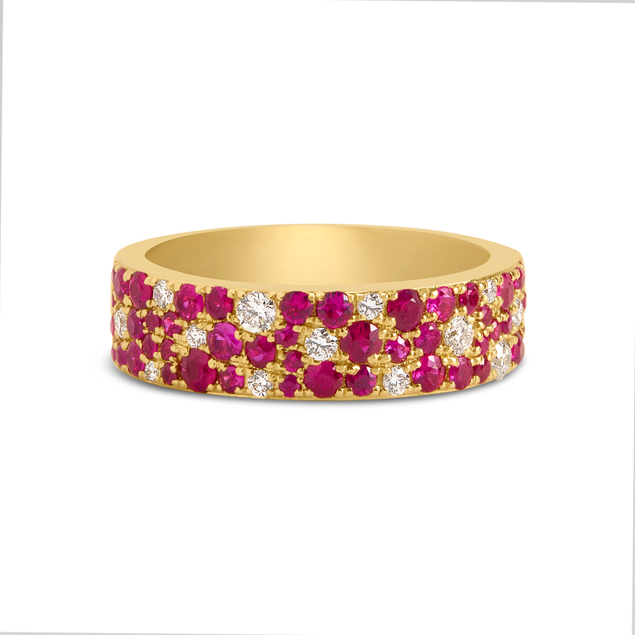 Ruby & Diamond Pave Mosaic 5.5mm Band