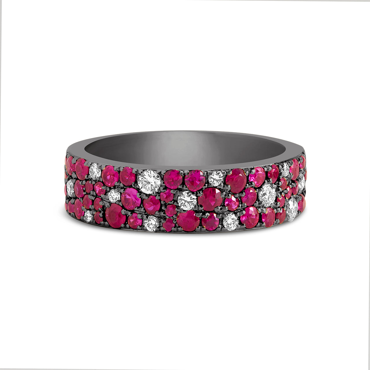 Ruby & Diamond Pave Mosaic 5.5mm Band