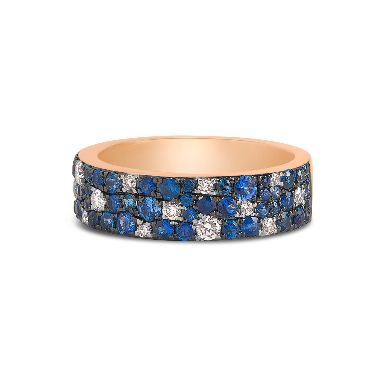 Sapphire & Diamond Pave Mosaic 5.5mm Band
