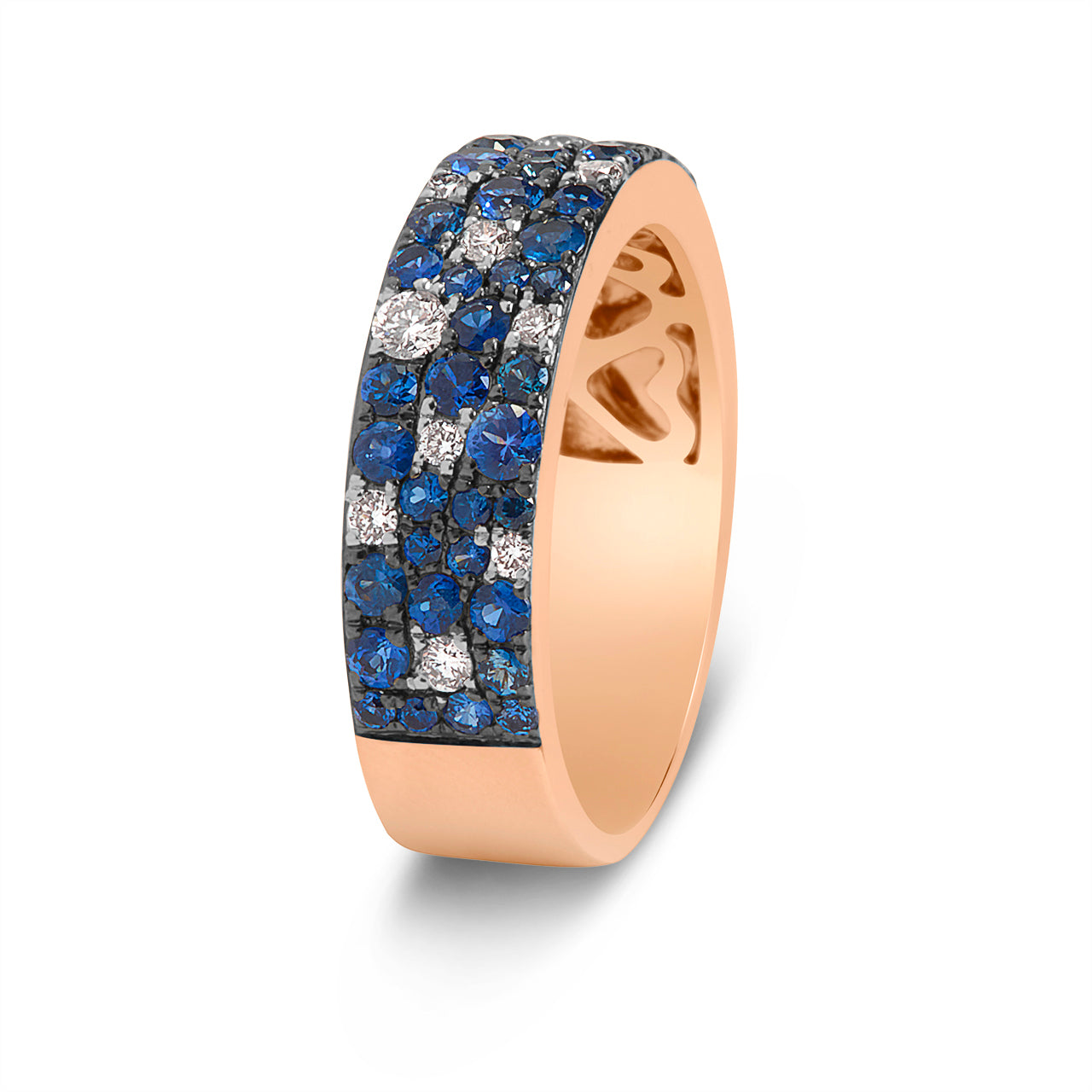 Sapphire & Diamond Pave Mosaic 5.5mm Band