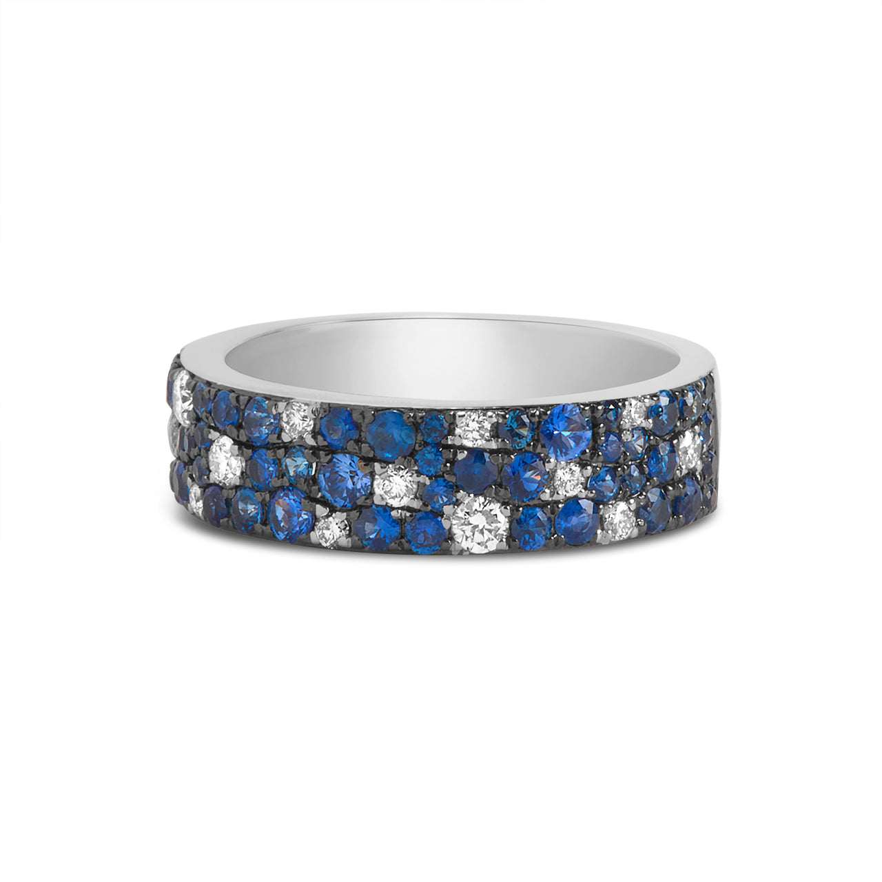 Sapphire & Diamond Pave Mosaic 5.5mm Band
