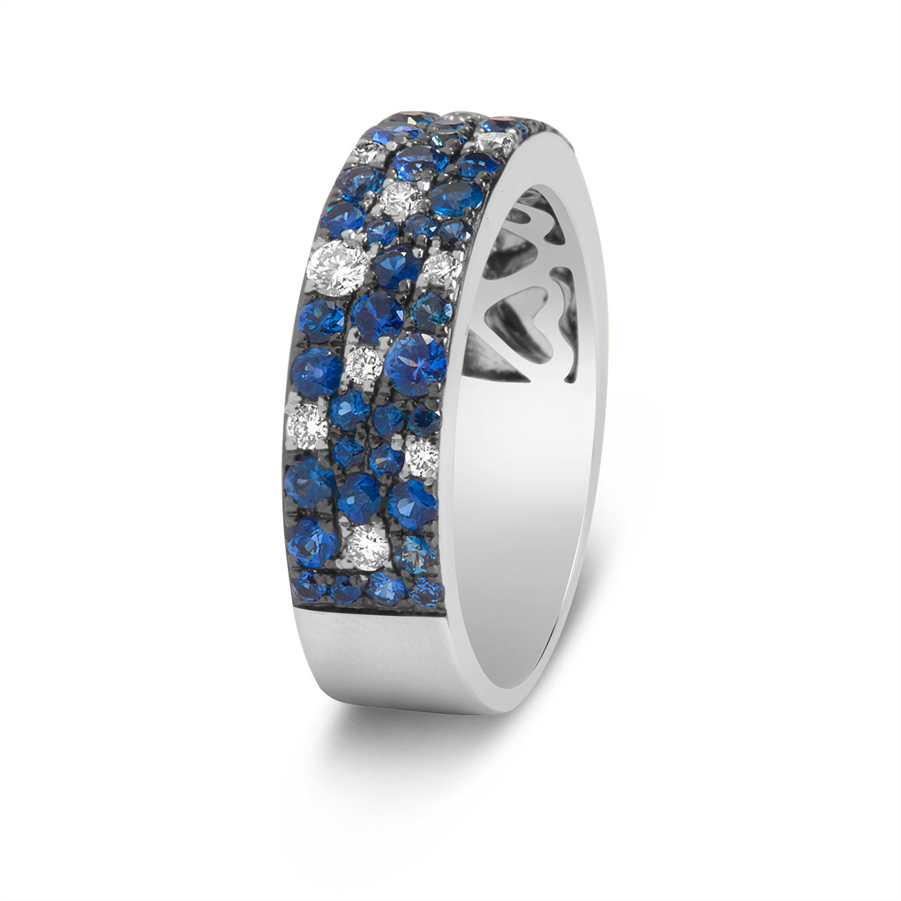 Sapphire & Diamond Pave Mosaic 5.5mm Band