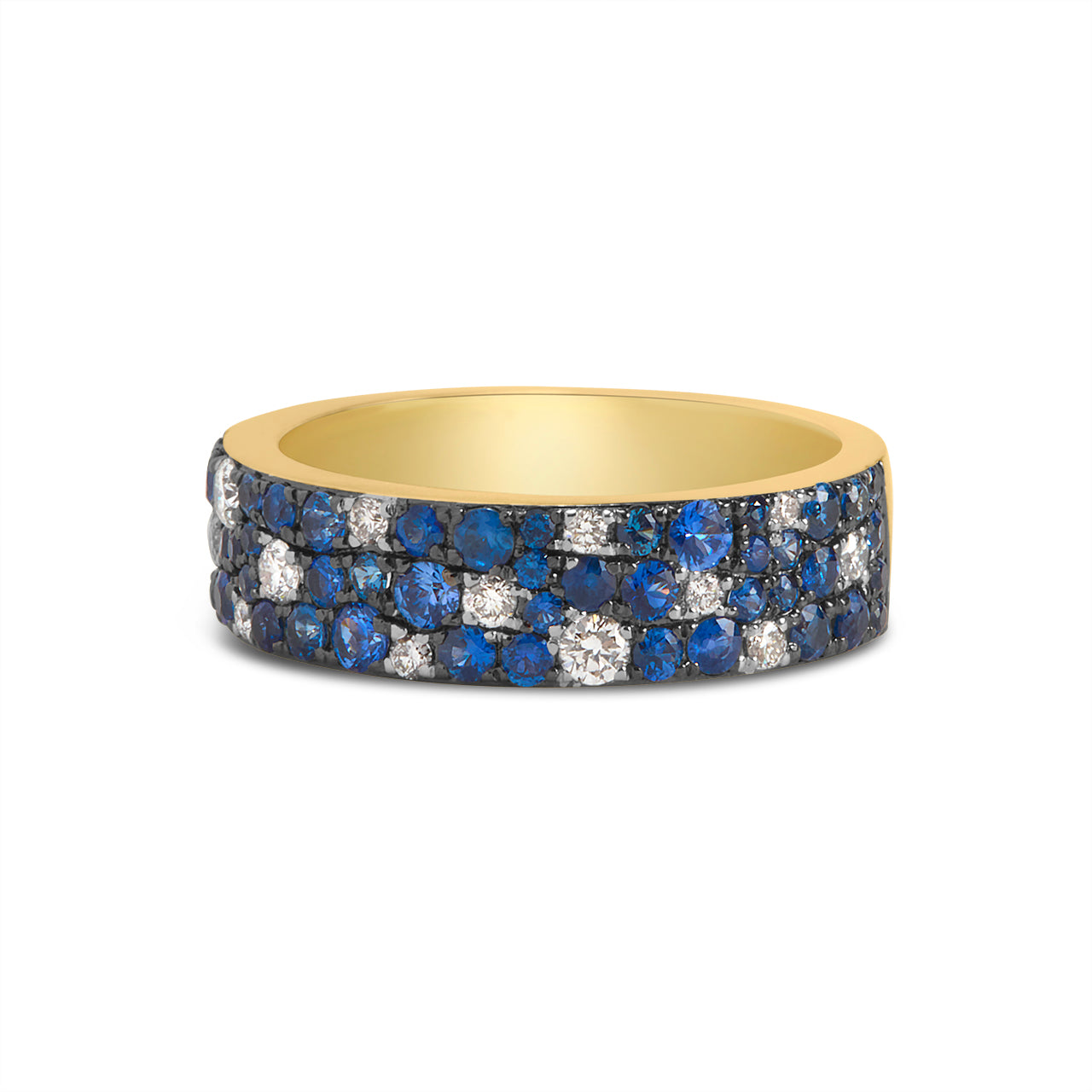 Sapphire & Diamond Pave Mosaic 5.5mm Band