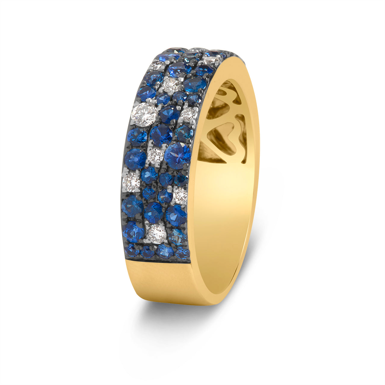 Sapphire & Diamond Pave Mosaic 5.5mm Band