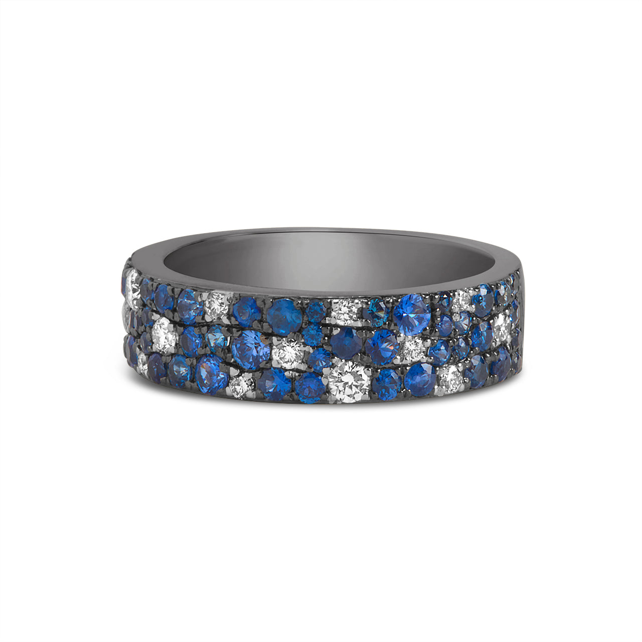 Sapphire & Diamond Pave Mosaic 5.5mm Band