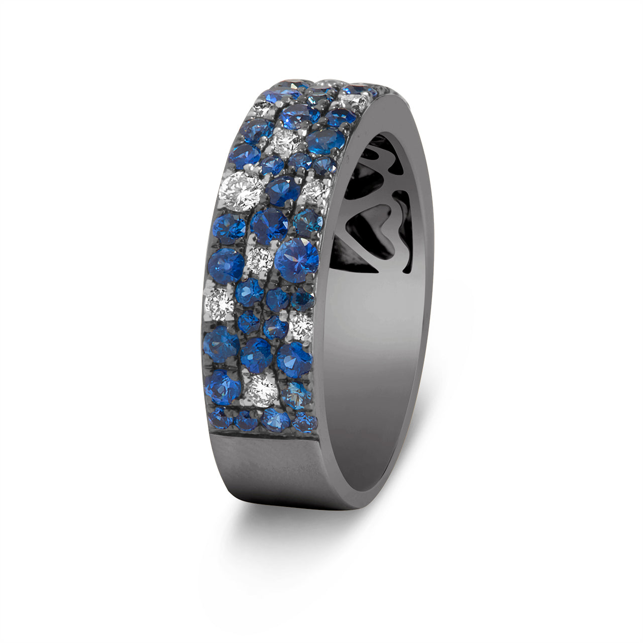 Sapphire & Diamond Pave Mosaic 5.5mm Band