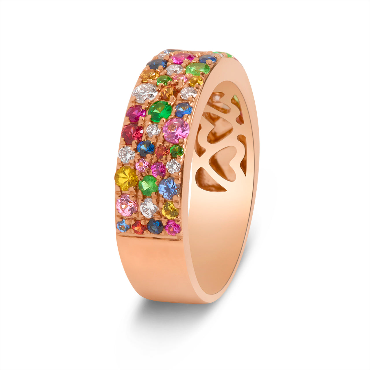 Rainbow Sapphire & Diamond Pave Mosaic 5.5mm Band