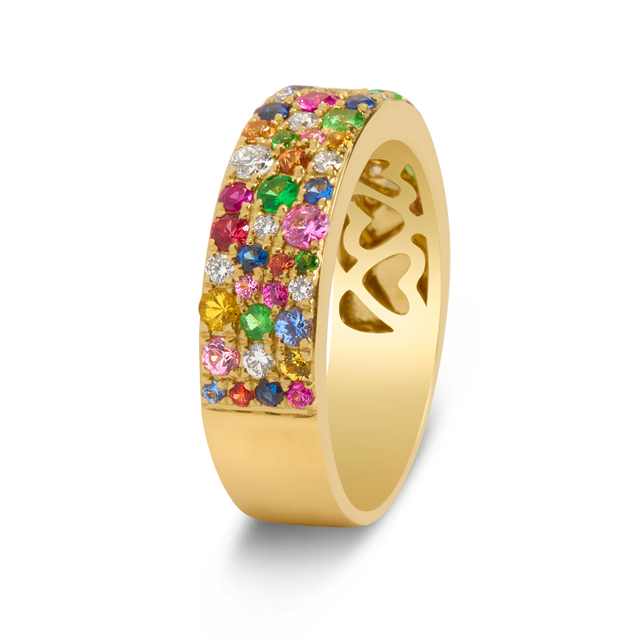 Rainbow Sapphire & Diamond Pave Mosaic 5.5mm Band
