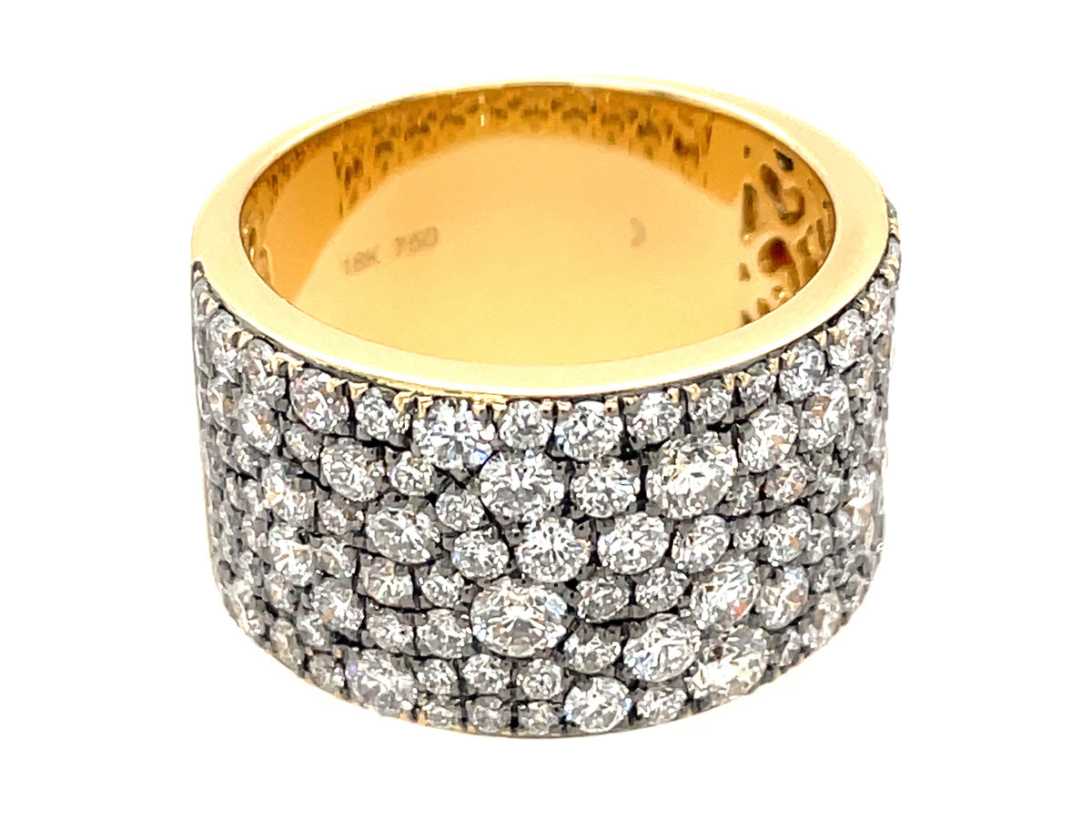 DIAMOND PAVE RING, 11.6MM, BLACK RHODIUM ON PRONGS, 18KY (N)