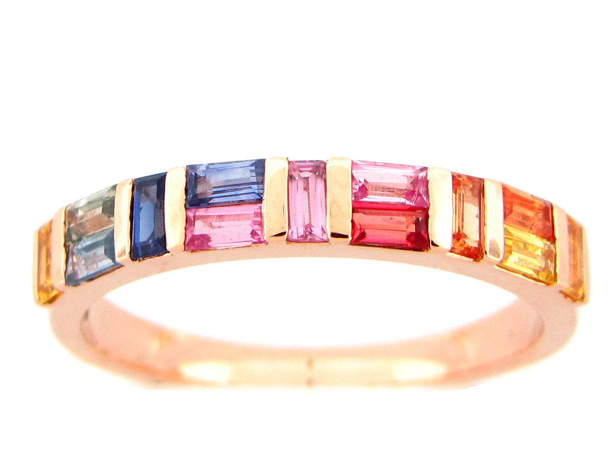 RAINBOW SAPPHIRE BAGUETTE MONDRIAN RING