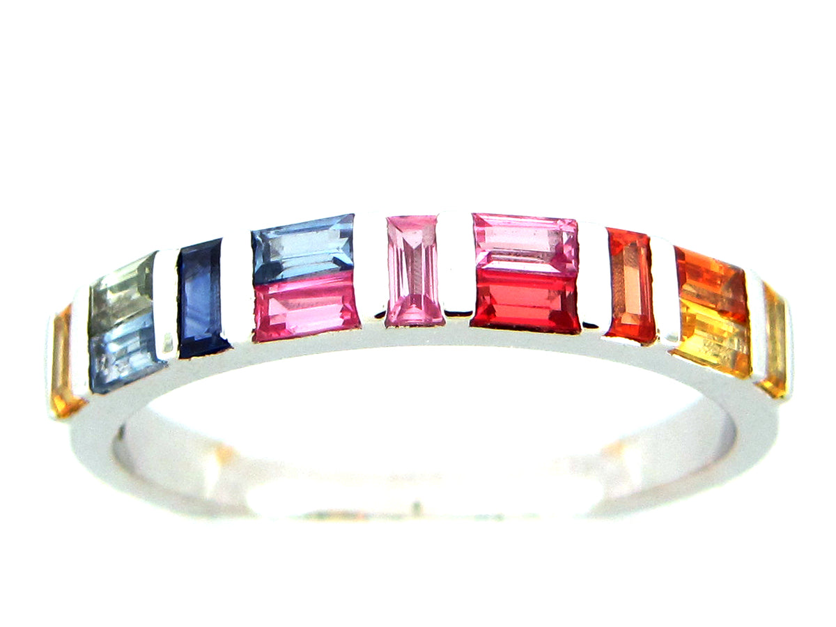 RAINBOW SAPPHIRE BAGUETTE MONDRIAN RING