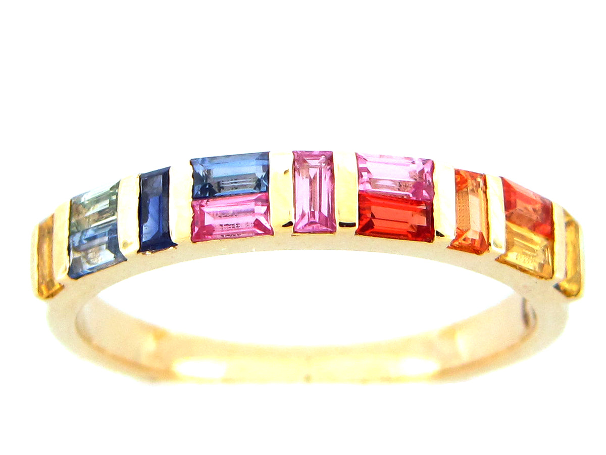 RAINBOW SAPPHIRE BAGUETTE MONDRIAN RING