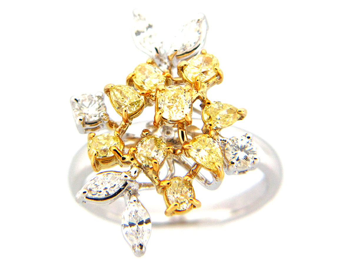YELLOW & WHITE DIAMOND RING, 18KT (N)
