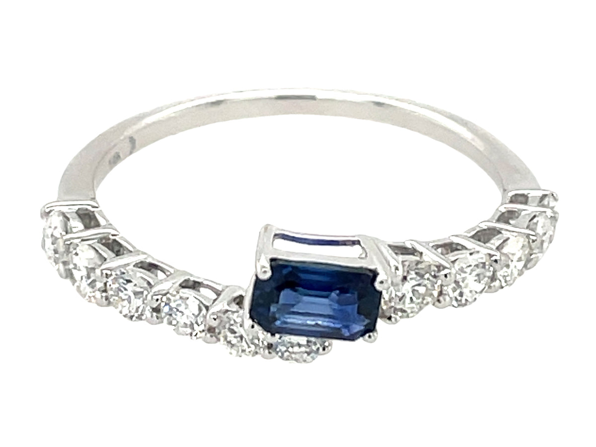 SAPPHIRE E/C & DIAMOND BYPASS RING