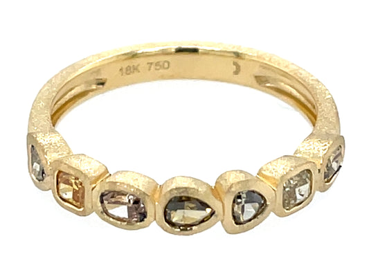 Fancy Shape Color Diamond Bezel Ring, Satin Finish