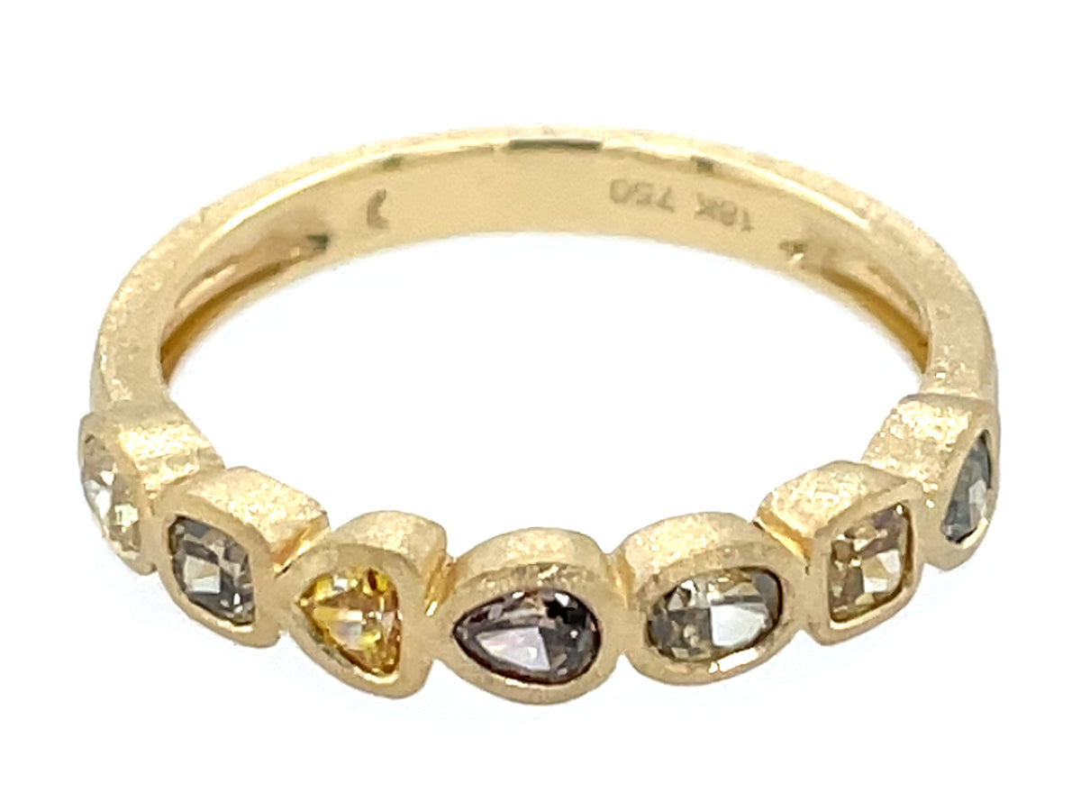 Fancy Shape Color Diamond Bezel Ring, Satin Finish