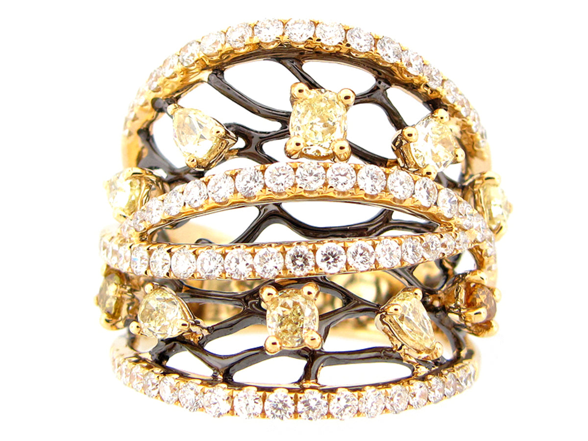 FANCY COLOR DIAMOND RING, 18KY (N)