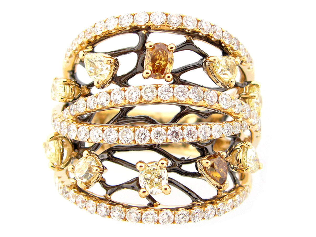FANCY COLOR DIAMOND RING, 18KY (N)