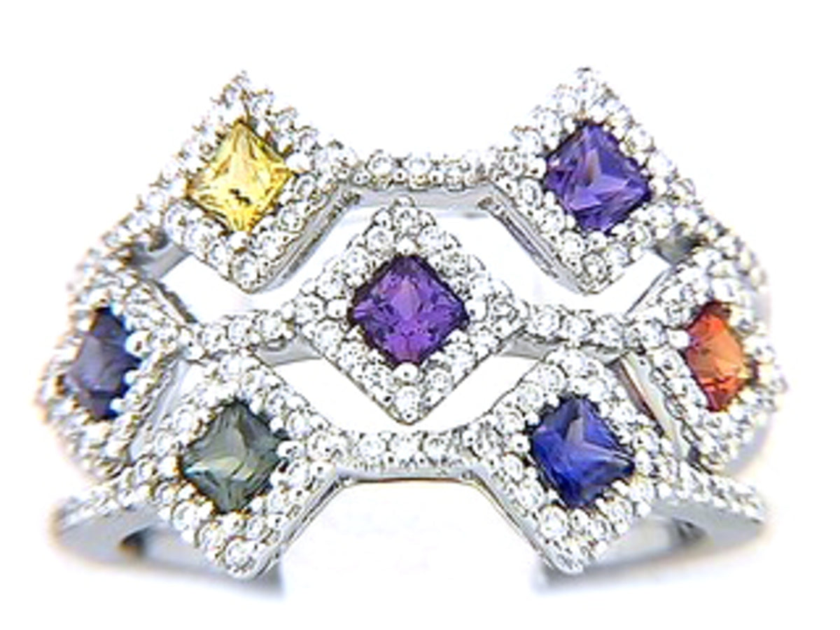 RAINBOW SAPPHIRE & DIAMOND RING