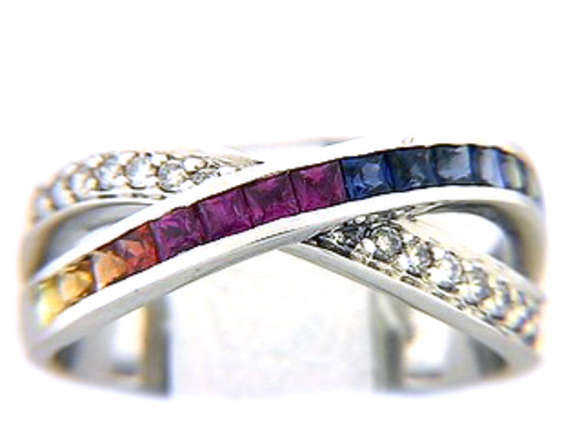RAINBOW SAPPHIRE & DIAMOND RING