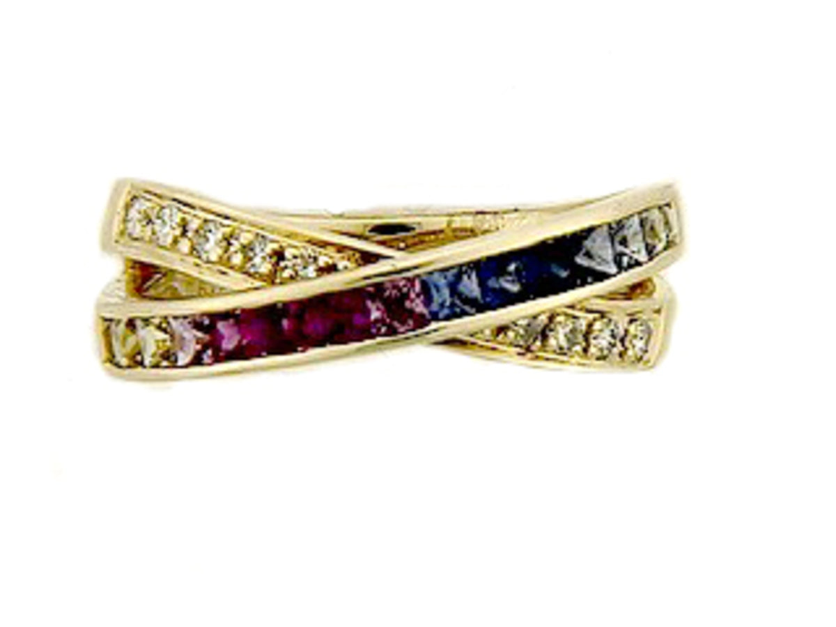 RAINBOW SAPPHIRE & DIAMOND RING