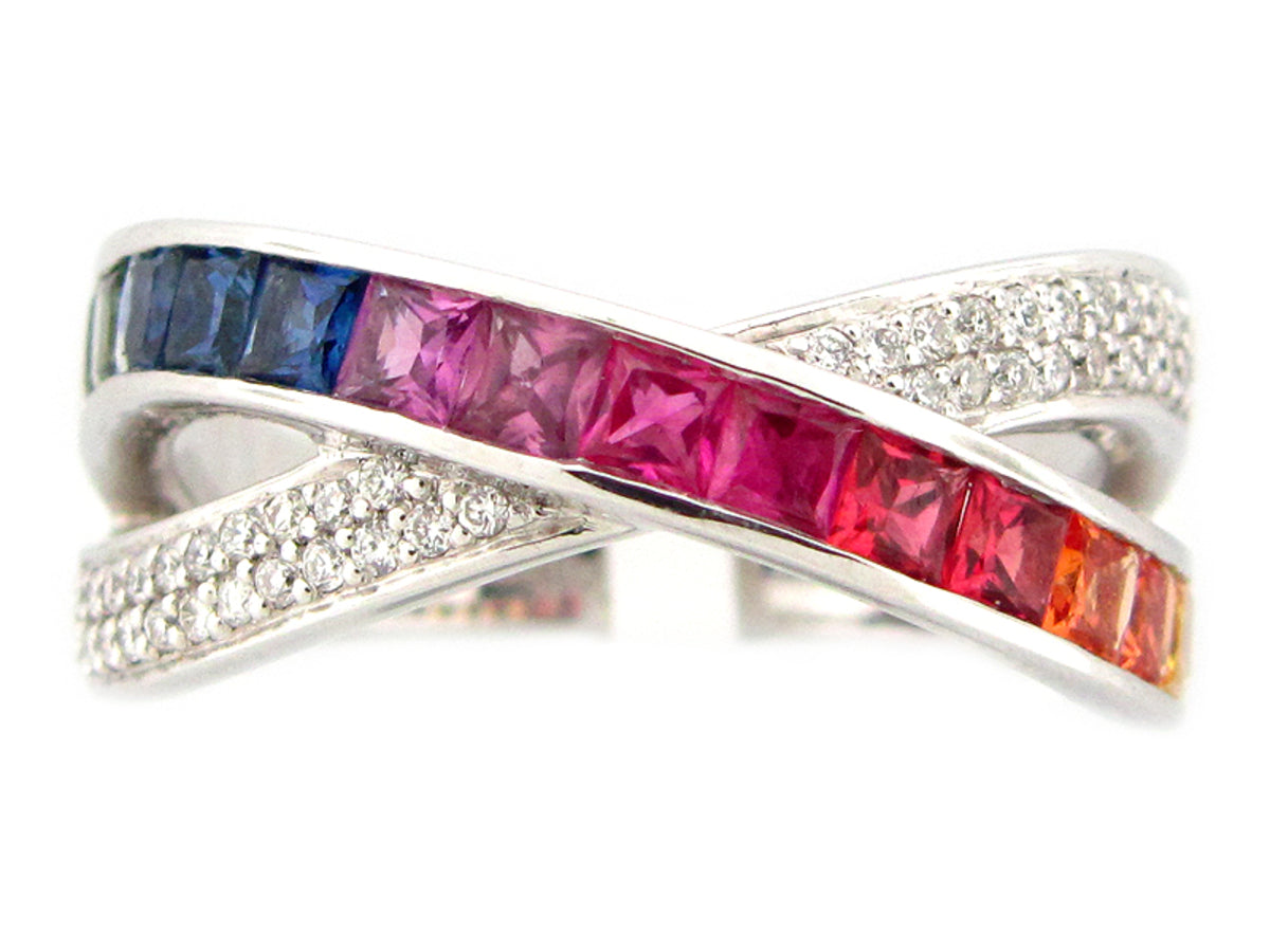 RAINBOW SAPPHIRE & DIAMOND RING