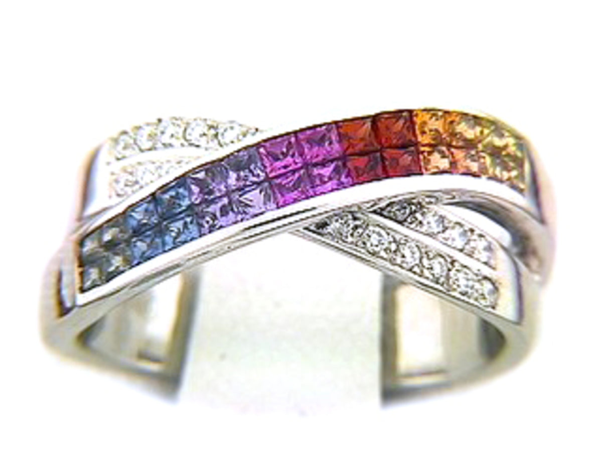 RAINBOW SAPPHIRE & DIAMOND RING