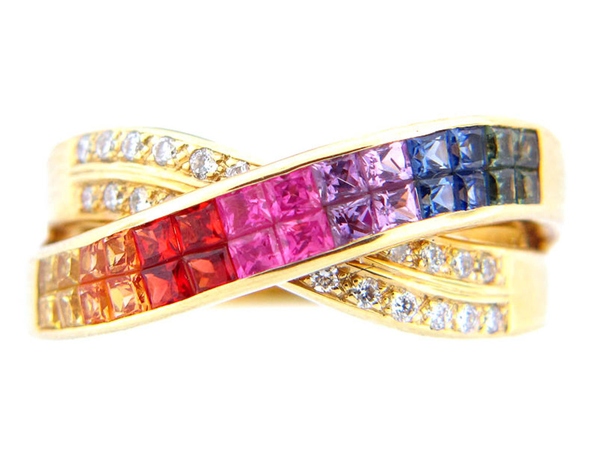 RAINBOW SAPPHIRE & DIAMOND RING