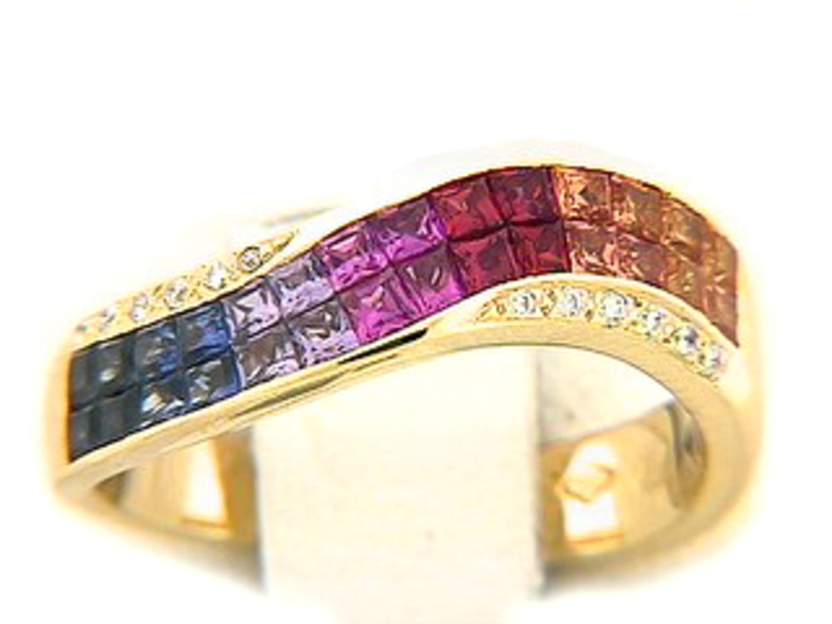 RAINBOW SAPPHIRE & DIAMOND RING