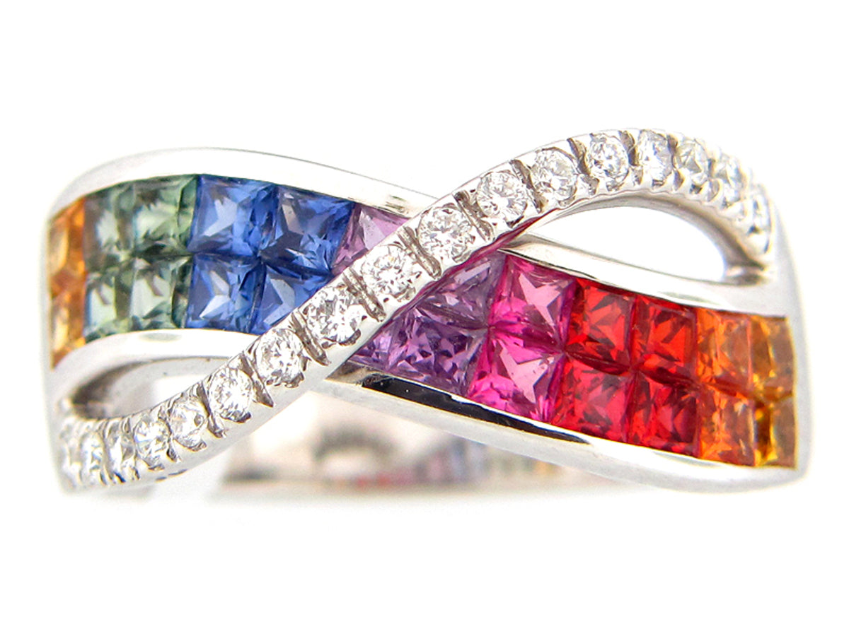 RAINBOW SAPPHIRE & DIAMOND RING