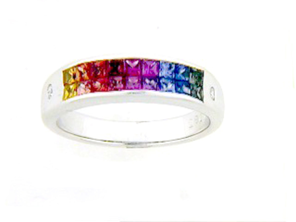 RAINBOW SAPPHIRE & DIAMOND RING