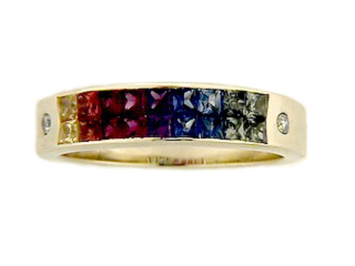 RAINBOW SAPPHIRE & DIAMOND RING
